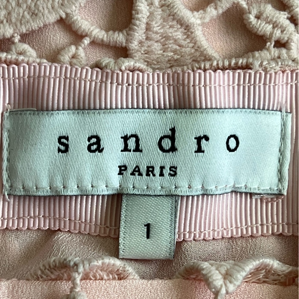 Sandro Lonely Guipure Lace Mini Skirt Pastel Pink sz 1 US SMALL - Picture 8 of 12